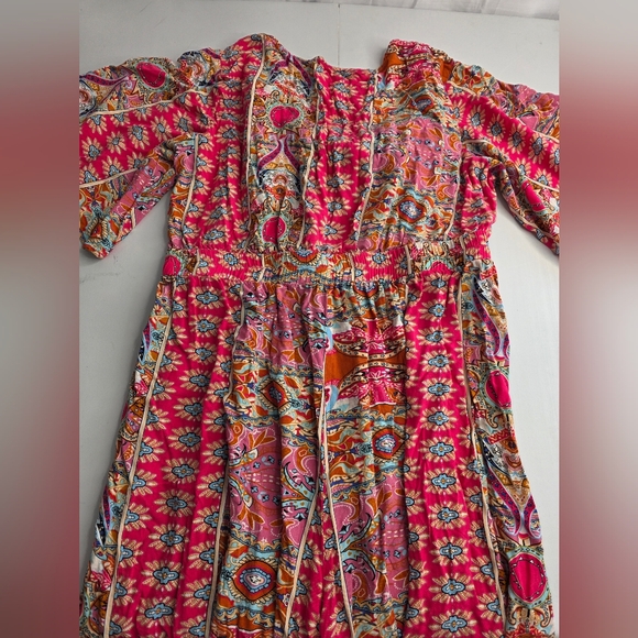 Rusttydustty 1X Deep Rose Printed Jumpsuit Wide Leg Tied Bodice Ca-1888 - Picture 16 of 16